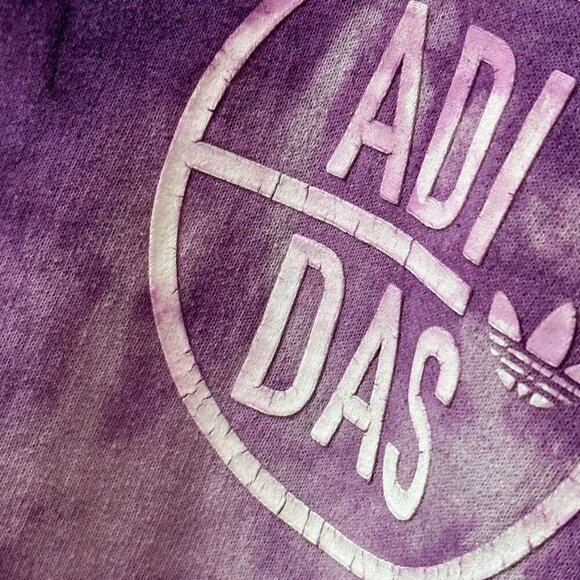 Adidas upcycled Sweatshirt Patchwork Jigsaw Puzzle Size Large Pink Purple Hoodie - Picture 6 of 10